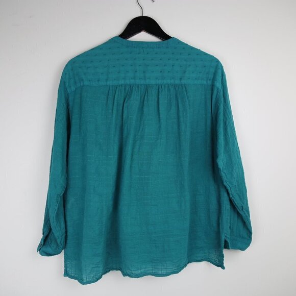 Anthropologie Pilcro and the Letterpress Mila Teal Draped Button Top Size Small - Picture 8 of 8
